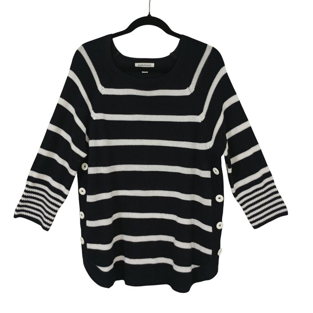 John Paul Richard Sweaters Classic Striped Sleeve 3/4 Knit Button Size XL Womens